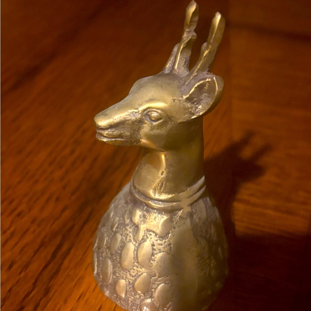 Vintage Solid Brass Deer Bell, Brass Handbell